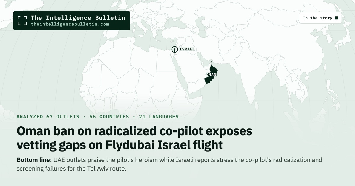 Map of the countries in the story: Oman ban on radicalized co-pilot exposes vetting gaps on Flydubai Israel flight