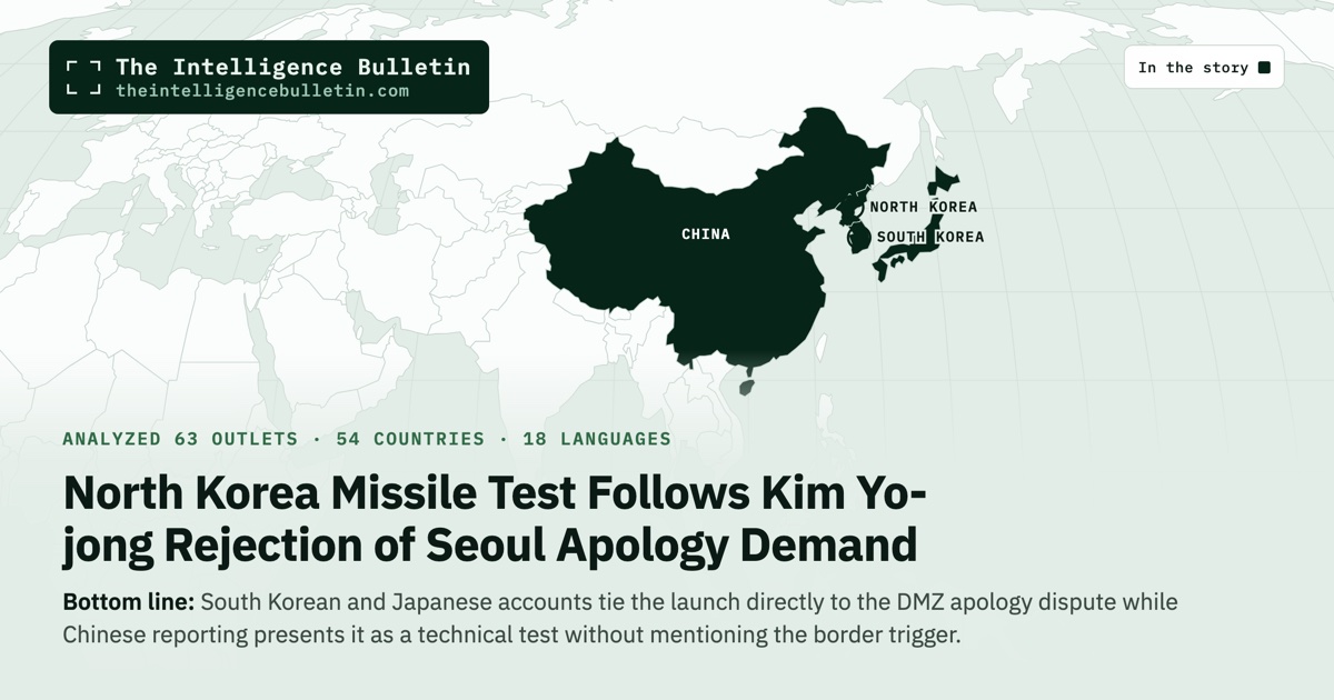 Map of the countries in the story: North Korea Missile Test Follows Kim Yo-jong Rejection of Seoul Apology Demand
