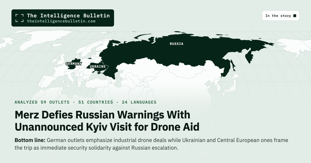 Map of the countries in the story: Merz Defies Russian Warnings With Unannounced Kyiv Visit for Drone Aid