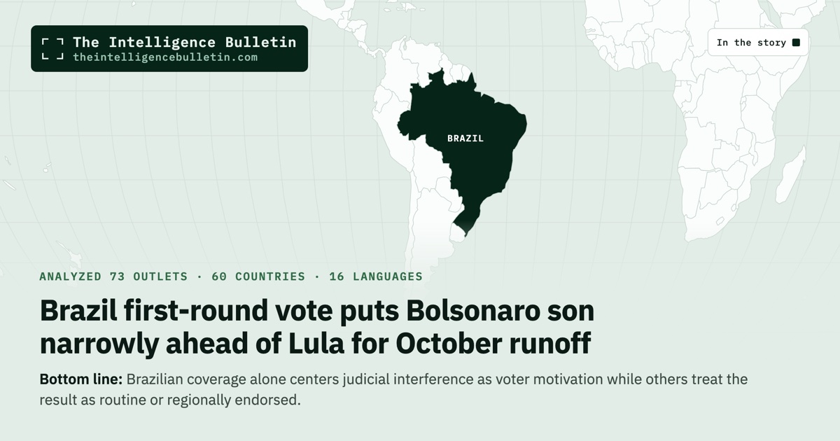 Map of the countries in the story: Brazil first-round vote puts Bolsonaro son narrowly ahead of Lula for October runoff