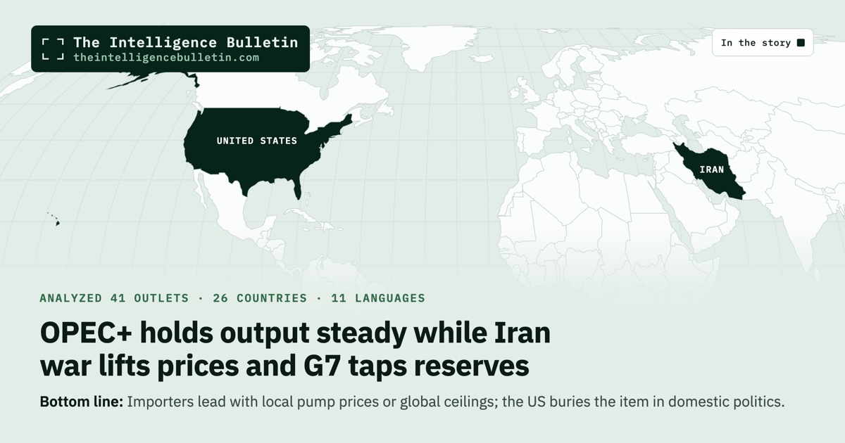 Map of the countries in the story: OPEC+ holds output steady while Iran war lifts prices and G7 taps reserves