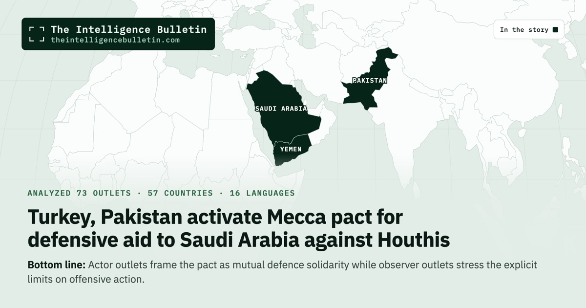 Map of the countries in the story: Turkey, Pakistan activate Mecca pact for defensive aid to Saudi Arabia against Houthis