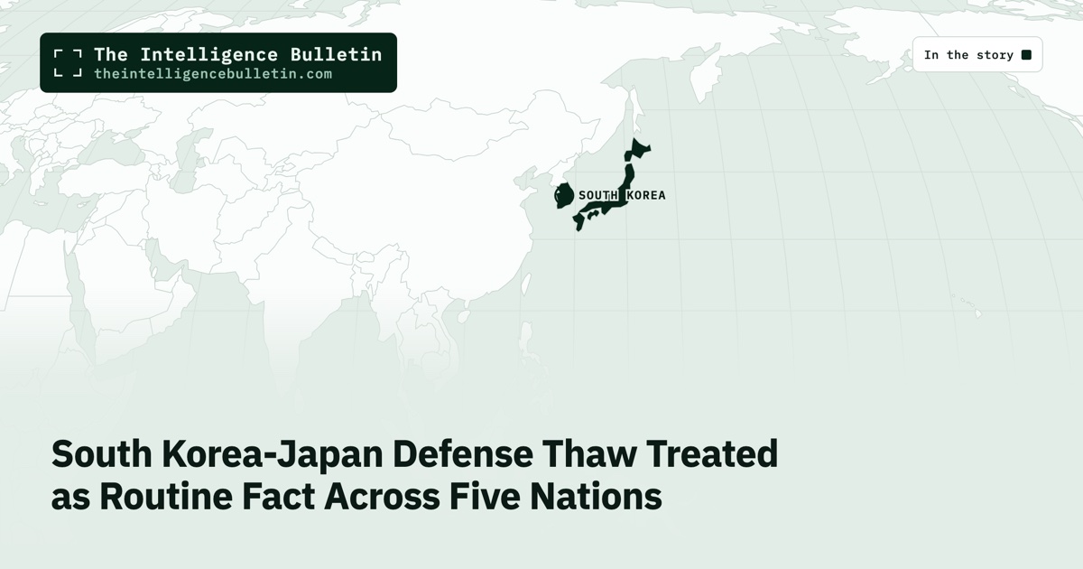 Map of the countries in the story: South Korea-Japan Defense Thaw Treated as Routine Fact Across Five Nations