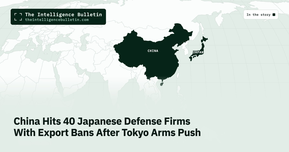 Map of the countries in the story: China Hits 40 Japanese Defense Firms With Export Bans After Tokyo Arms Push