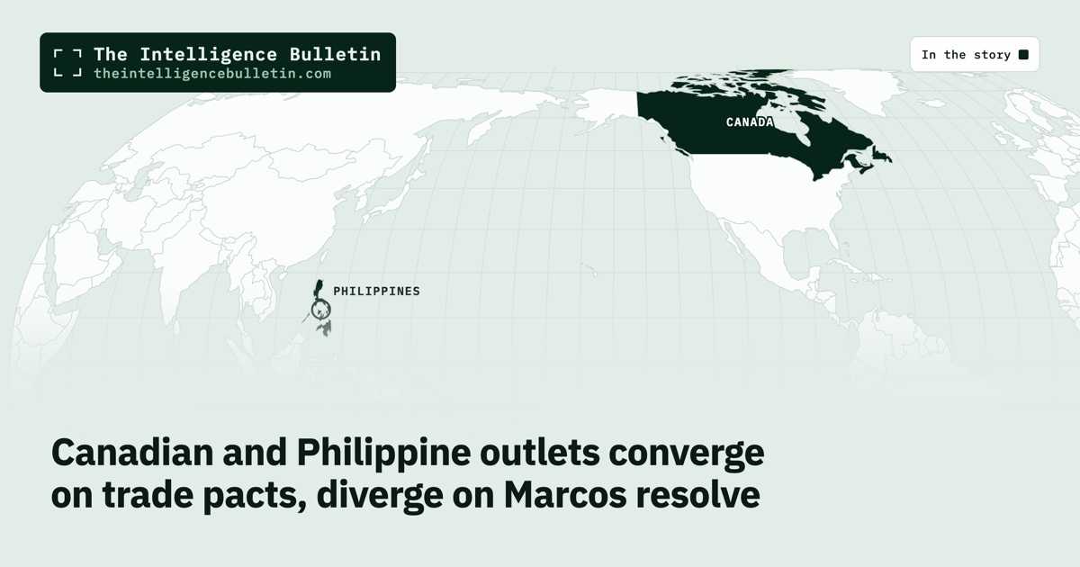 Map of the countries in the story: Canadian and Philippine outlets converge on trade pacts, diverge on Marcos resolve