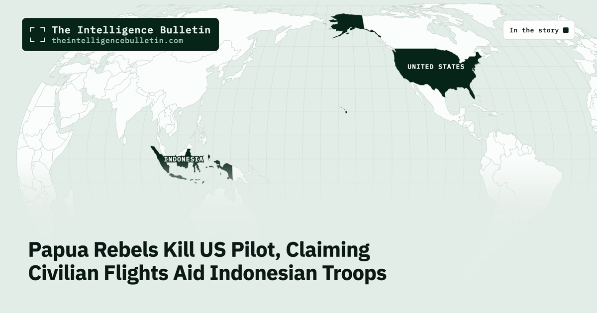 Map of the countries in the story: Papua Rebels Kill US Pilot, Claiming Civilian Flights Aid Indonesian Troops