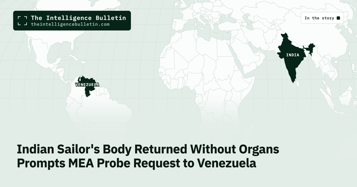 Map of the countries in the story: Indian Sailor's Body Returned Without Organs Prompts MEA Probe Request to Venezuela