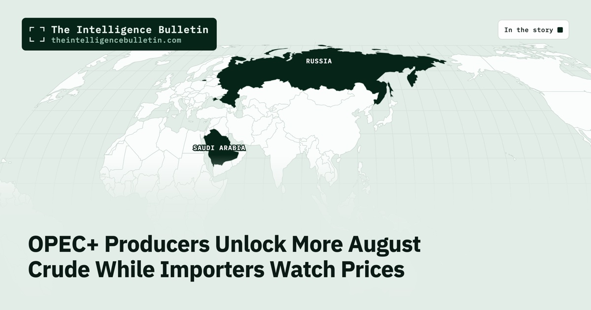 Map of the countries in the story: OPEC+ Producers Unlock More August Crude While Importers Watch Prices