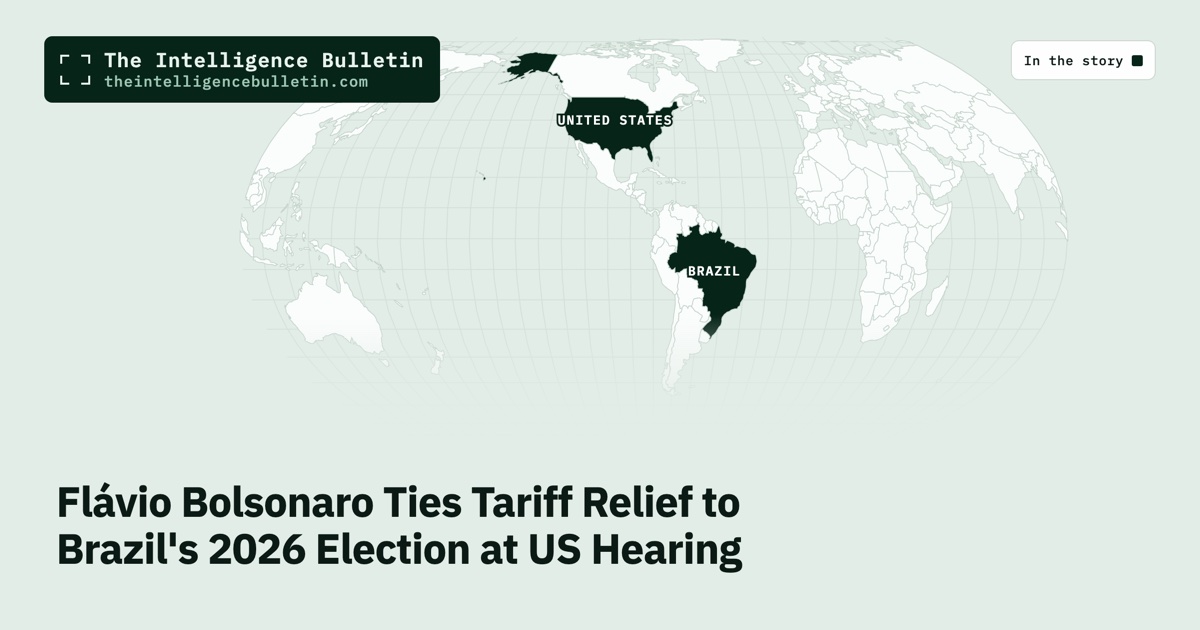 Map of the countries in the story: Flávio Bolsonaro Ties Tariff Relief to Brazil's 2026 Election at US Hearing