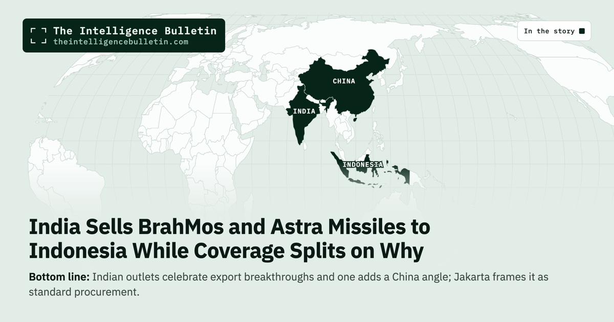Map of the countries in the story: India Sells BrahMos and Astra Missiles to Indonesia While Coverage Splits on Why