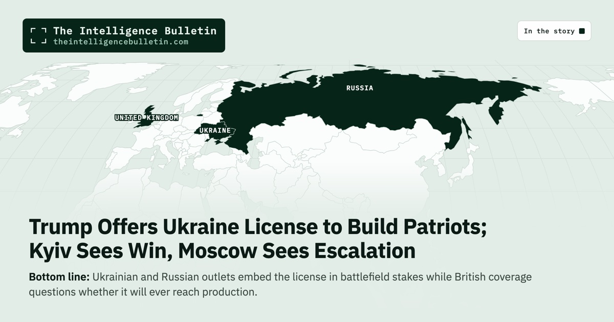 Map of the countries in the story: Trump Offers Ukraine License to Build Patriots; Kyiv Sees Win, Moscow Sees Escalation