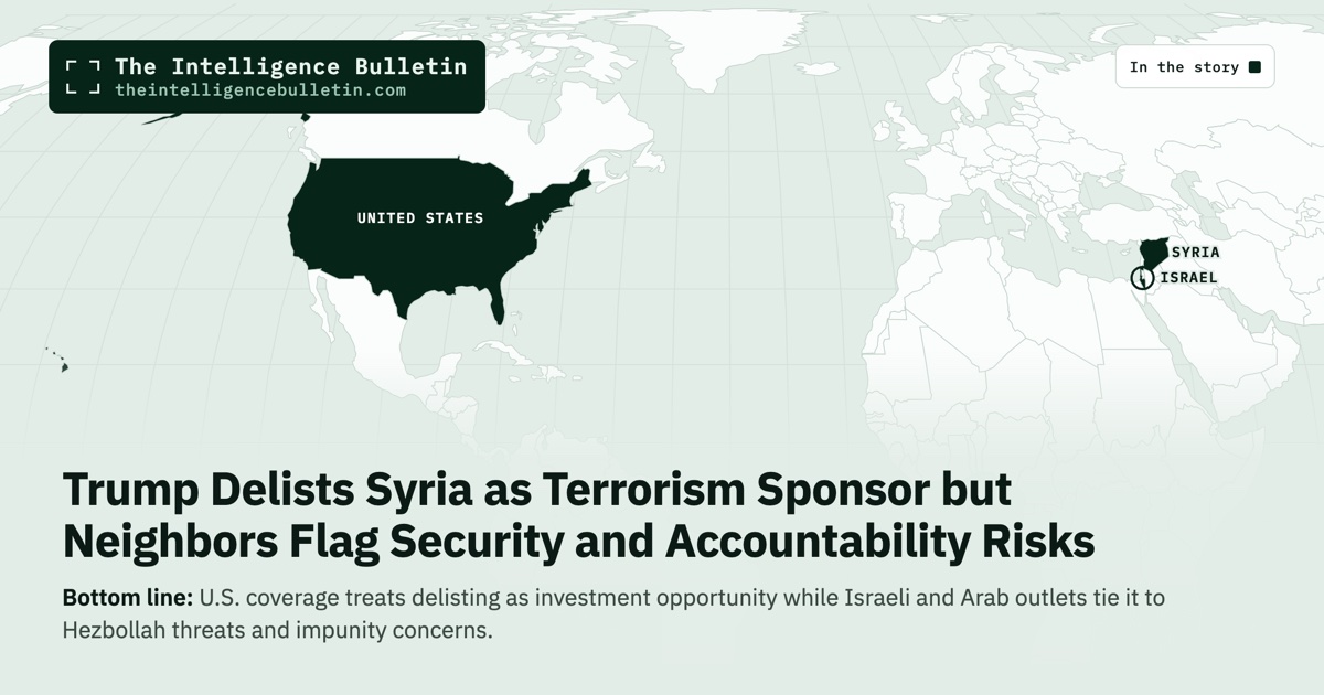 Map of the countries in the story: Trump Delists Syria as Terrorism Sponsor but Neighbors Flag Security and Accountability Risks