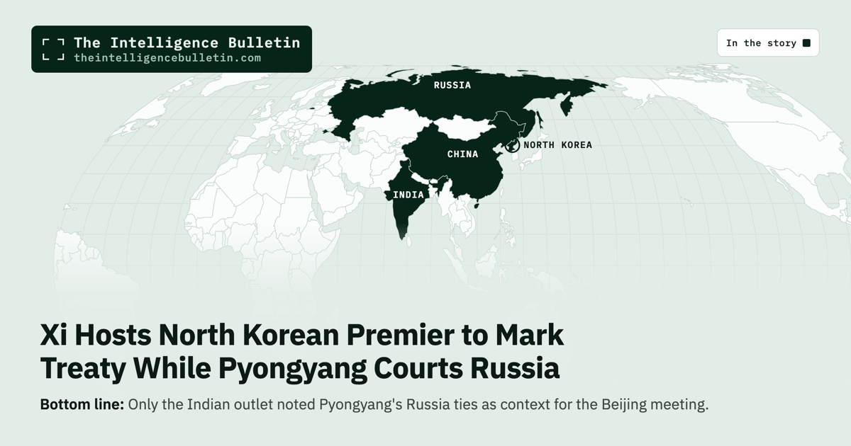 Map of the countries in the story: Xi Hosts North Korean Premier to Mark Treaty While Pyongyang Courts Russia