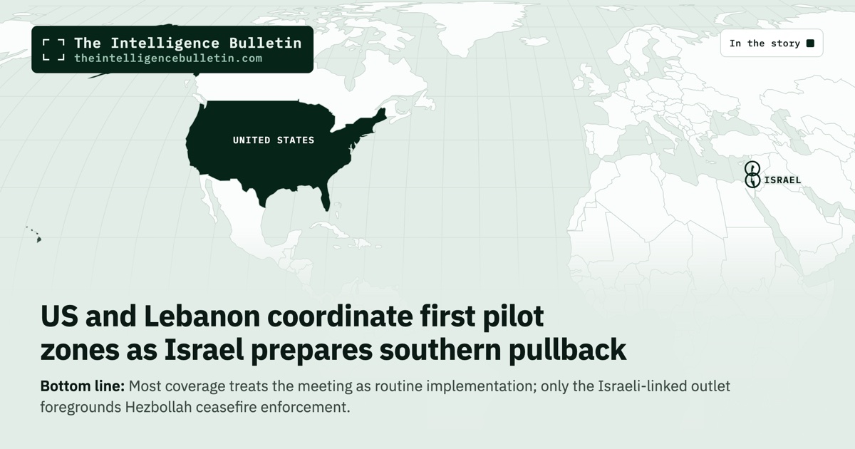 Map of the countries in the story: US and Lebanon coordinate first pilot zones as Israel prepares southern pullback