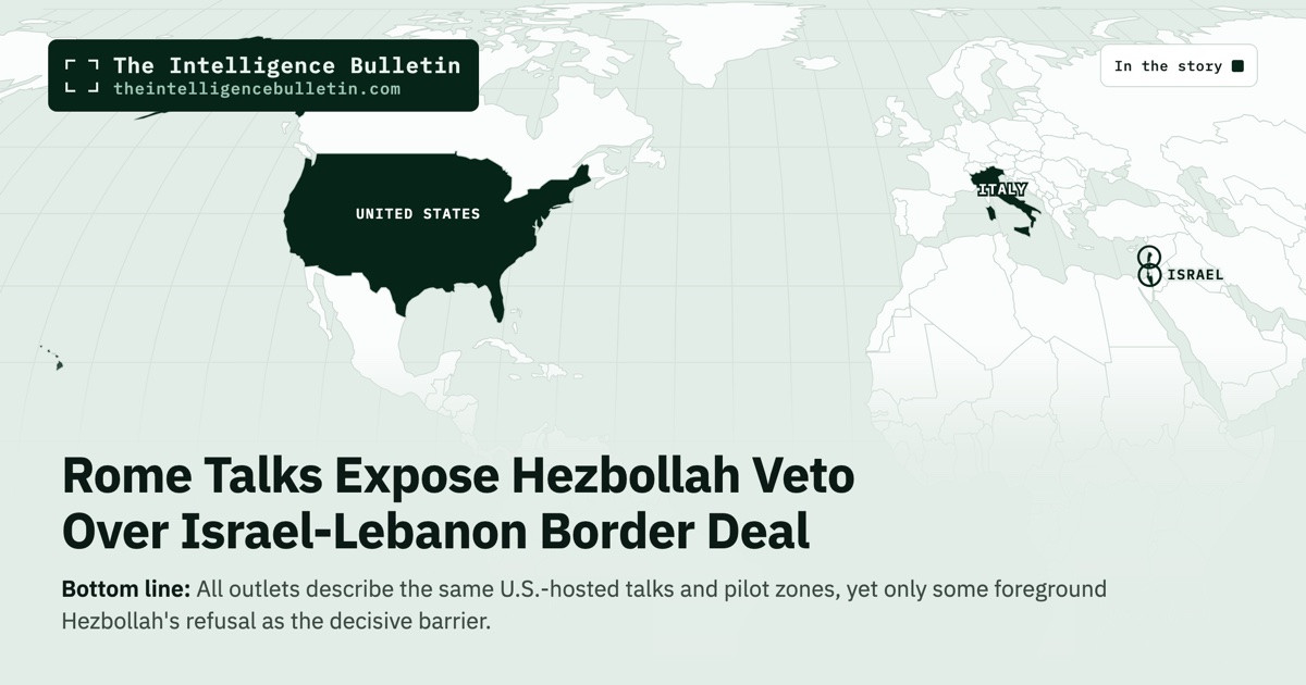 Map of the countries in the story: Rome Talks Expose Hezbollah Veto Over Israel-Lebanon Border Deal