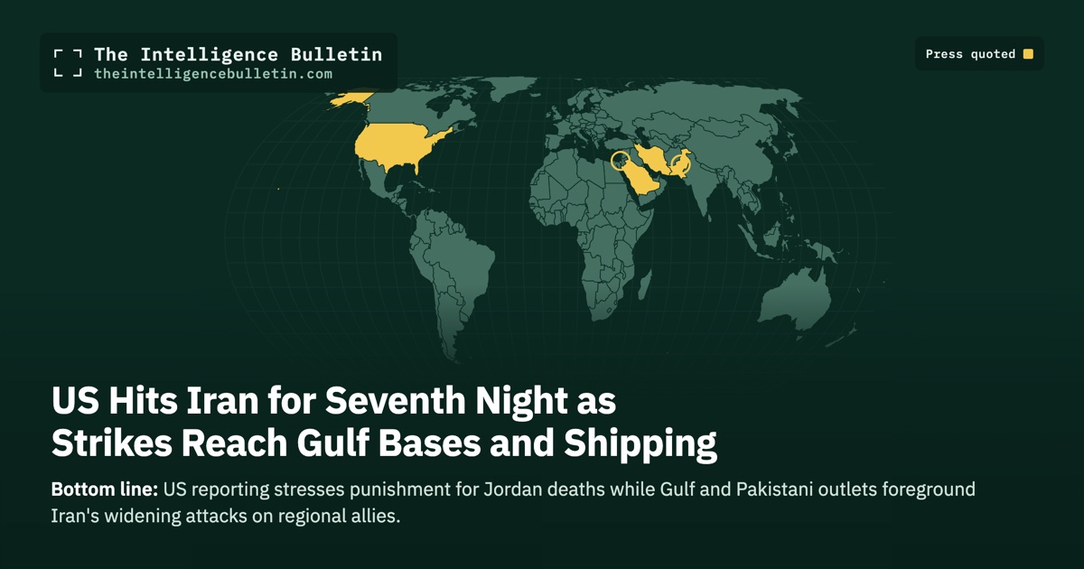 Map of the countries whose press we quoted for: US Hits Iran for Seventh Night as Strikes Reach Gulf Bases and Shipping