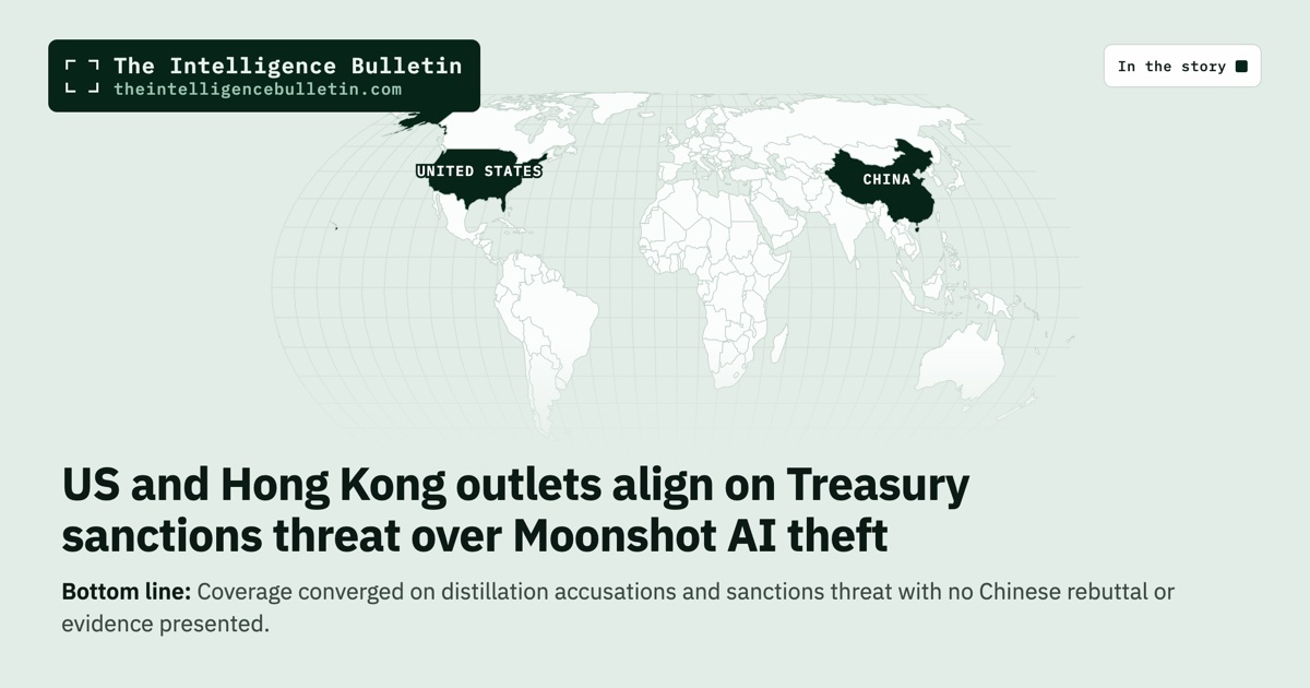 Map of the countries in the story: US and Hong Kong outlets align on Treasury sanctions threat over Moonshot AI theft