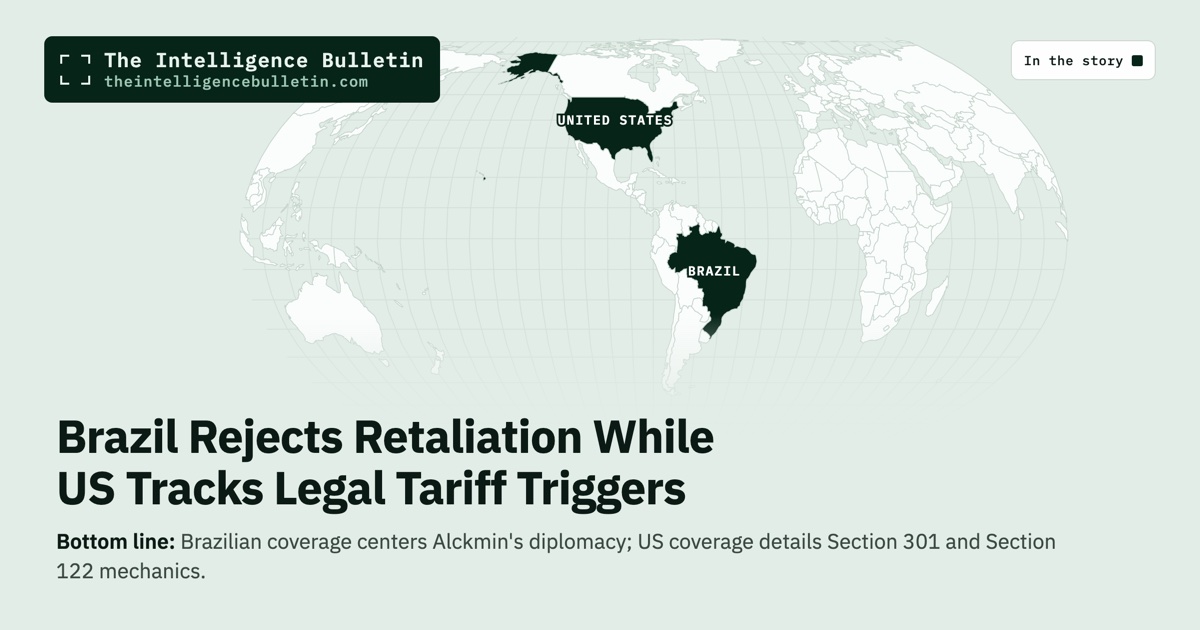 Map of the countries in the story: Brazil Rejects Retaliation While US Tracks Legal Tariff Triggers