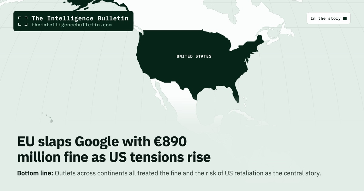 Map of the countries in the story: EU slaps Google with €890 million fine as US tensions rise