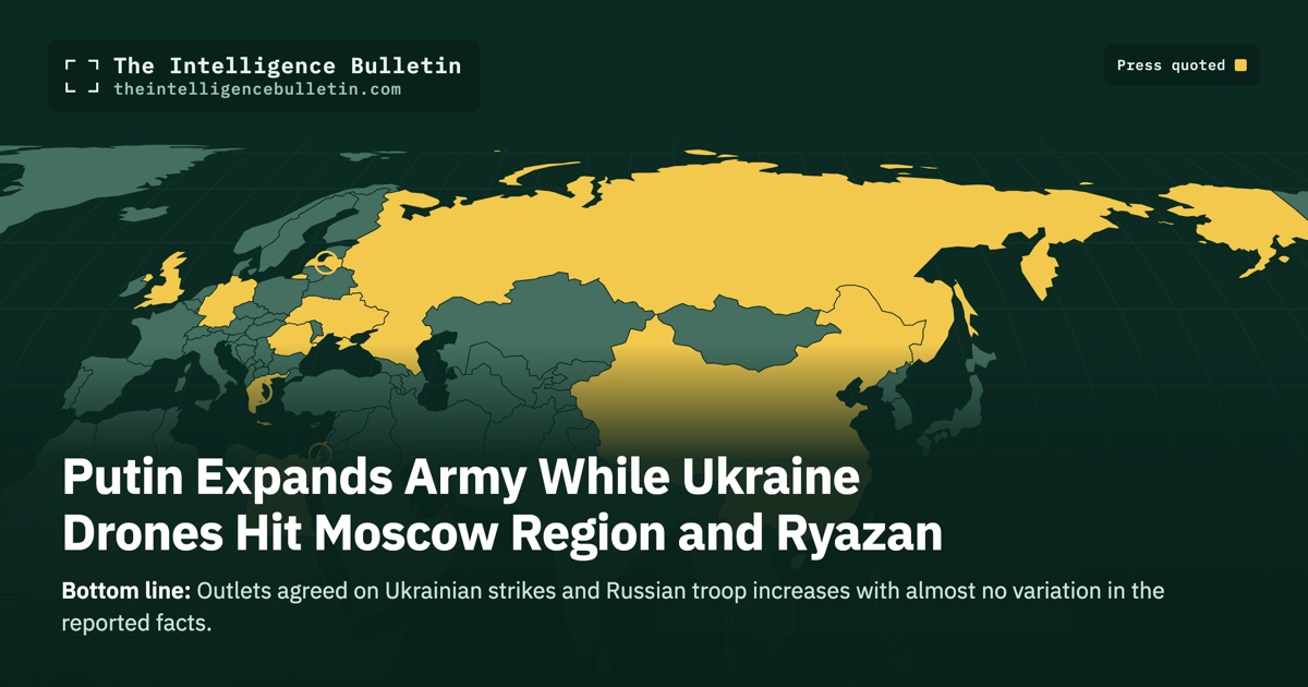 Map of the countries whose press we quoted for: Putin Expands Army While Ukraine Drones Hit Moscow Region and Ryazan