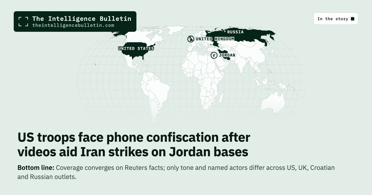 Map of the countries in the story: US troops face phone confiscation after videos aid Iran strikes on Jordan bases