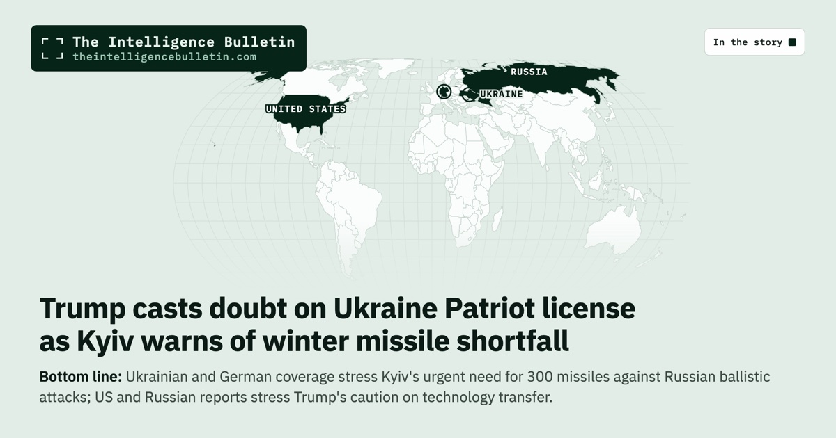 Map of the countries in the story: Trump casts doubt on Ukraine Patriot license as Kyiv warns of winter missile shortfall