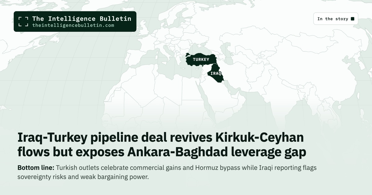 Map of the countries in the story: Iraq-Turkey pipeline deal revives Kirkuk-Ceyhan flows but exposes Ankara-Baghdad leverage gap