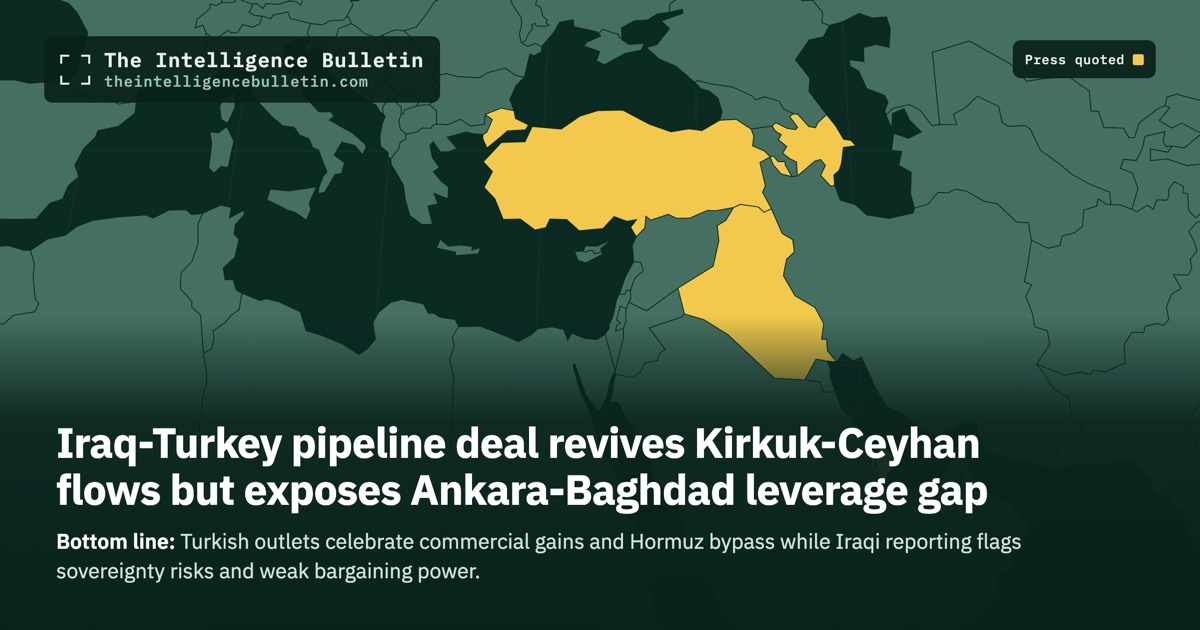 Map of the countries whose press we quoted for: Iraq-Turkey pipeline deal revives Kirkuk-Ceyhan flows but exposes Ankara-Baghdad leverage gap