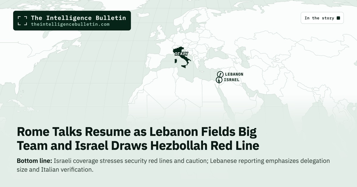 Map of the countries in the story: Rome Talks Resume as Lebanon Fields Big Team and Israel Draws Hezbollah Red Line