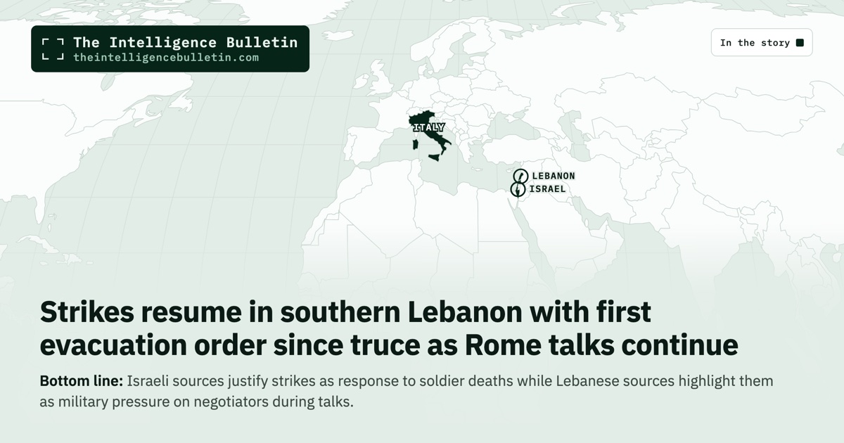 Map of the countries in the story: Strikes resume in southern Lebanon with first evacuation order since truce as Rome talks continue