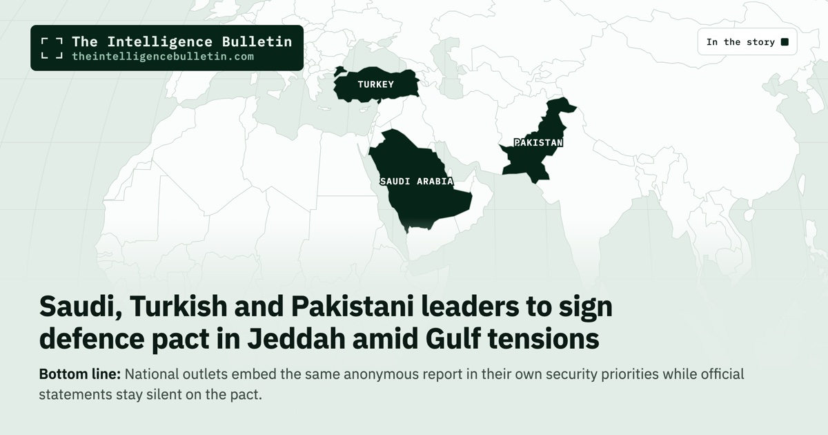 Map of the countries in the story: Saudi, Turkish and Pakistani leaders to sign defence pact in Jeddah amid Gulf tensions