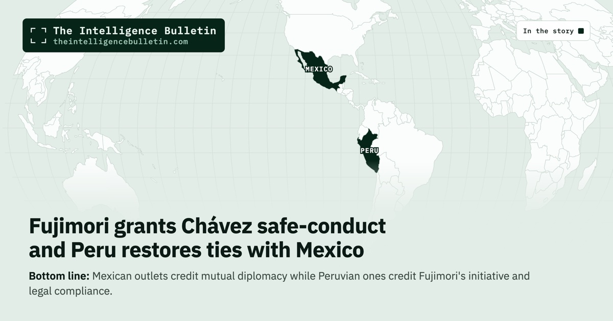 Map of the countries in the story: Fujimori grants Chávez safe-conduct and Peru restores ties with Mexico