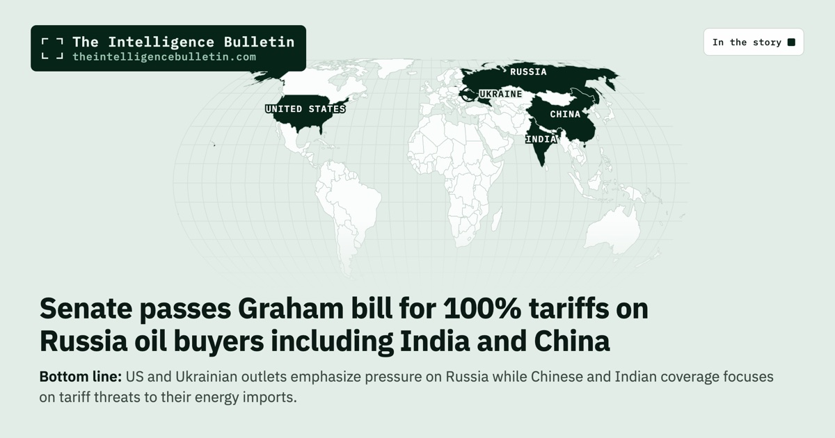 Map of the countries in the story: Senate passes Graham bill for 100% tariffs on Russia oil buyers including India and China