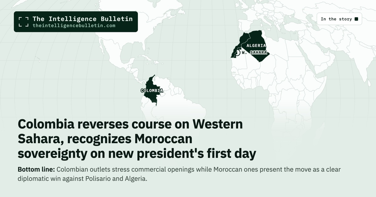 Map of the countries in the story: Colombia reverses course on Western Sahara, recognizes Moroccan sovereignty on new president's first day