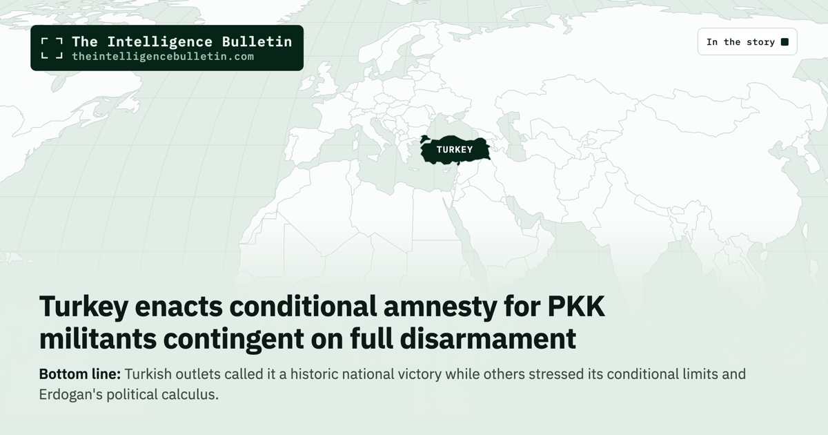 Map of the countries in the story: Turkey enacts conditional amnesty for PKK militants contingent on full disarmament