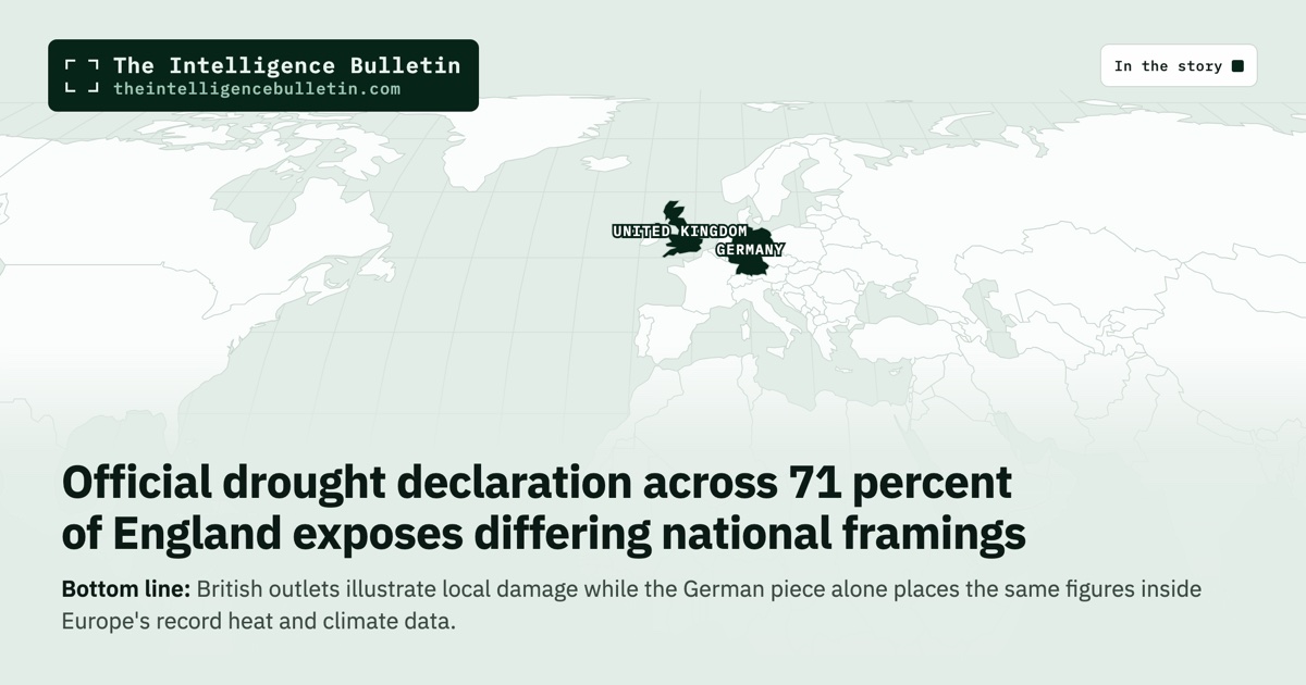 Map of the countries in the story: Official drought declaration across 71 percent of England exposes differing national framings