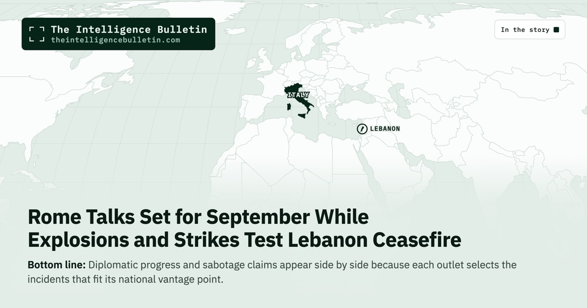 Map of the countries in the story: Rome Talks Set for September While Explosions and Strikes Test Lebanon Ceasefire