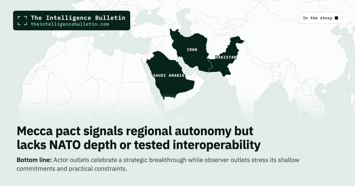 Map of the countries in the story: Mecca pact signals regional autonomy but lacks NATO depth or tested interoperability