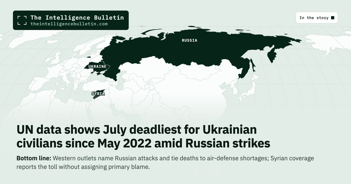 Map of the countries in the story: UN data shows July deadliest for Ukrainian civilians since May 2022 amid Russian strikes