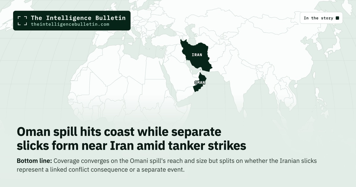 Map of the countries in the story: Oman spill hits coast while separate slicks form near Iran amid tanker strikes