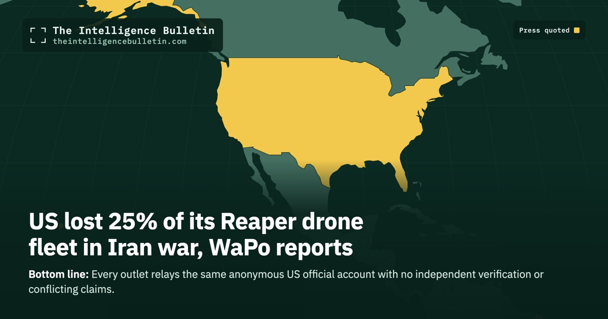 Map of the countries whose press we quoted for: US lost 25% of its Reaper drone fleet in Iran war, WaPo reports