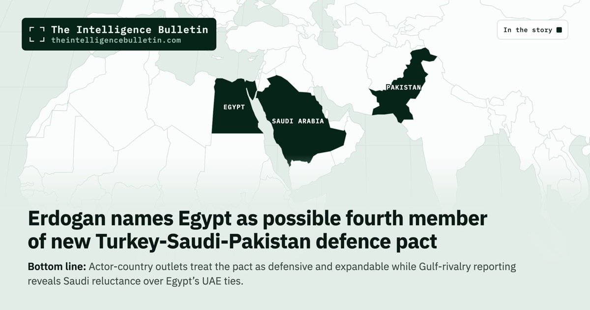 Map of the countries in the story: Erdogan names Egypt as possible fourth member of new Turkey-Saudi-Pakistan defence pact