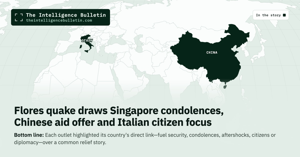 Map of the countries in the story: Flores quake draws Singapore condolences, Chinese aid offer and Italian citizen focus