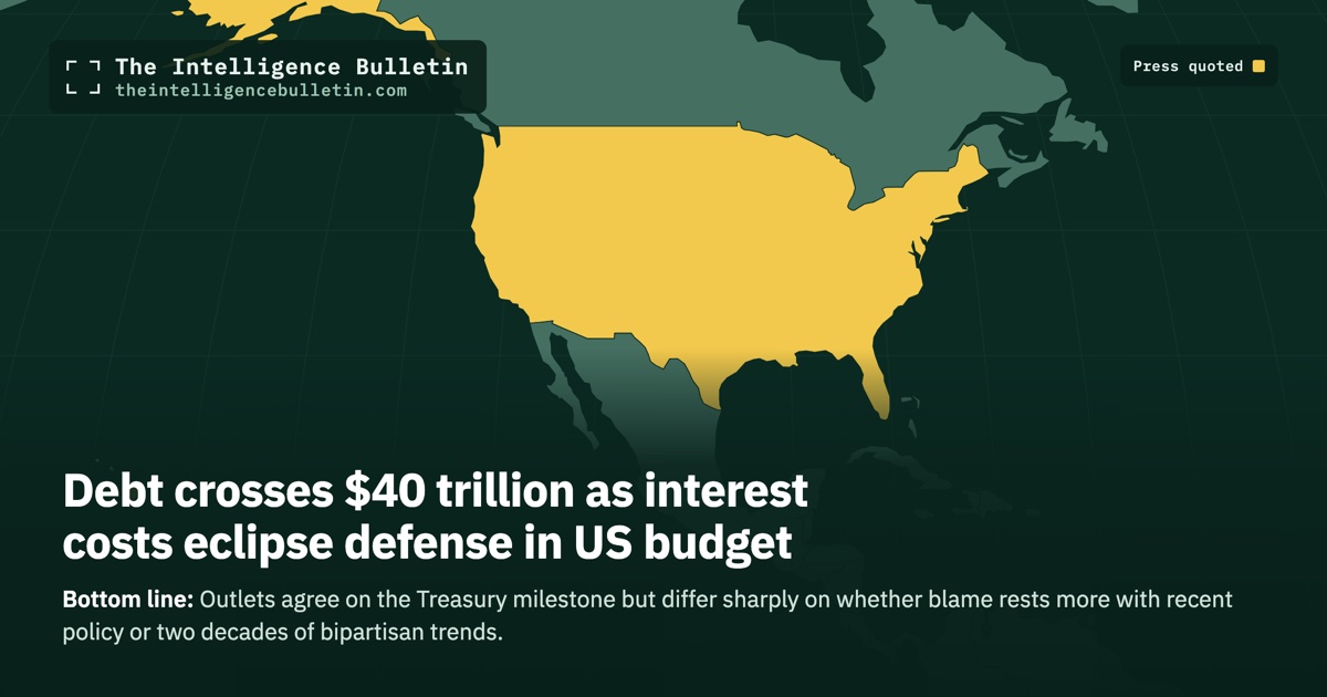 Map of the countries whose press we quoted for: Debt crosses $40 trillion as interest costs eclipse defense in US budget