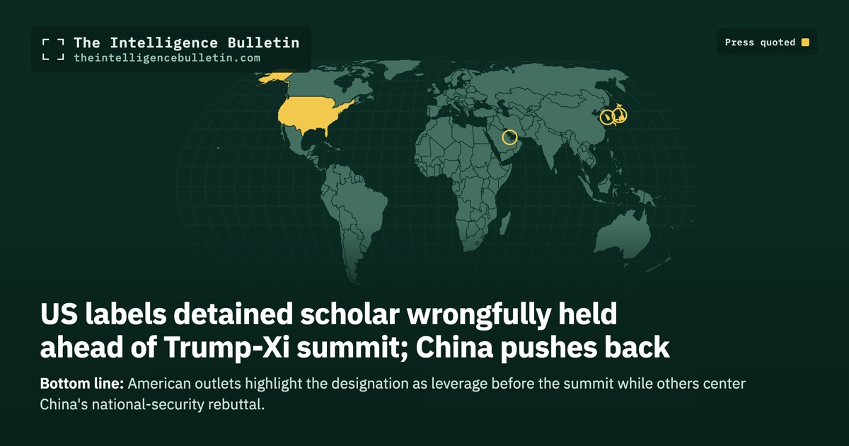 Map of the countries whose press we quoted for: US labels detained scholar wrongfully held ahead of Trump-Xi summit; China pushes back