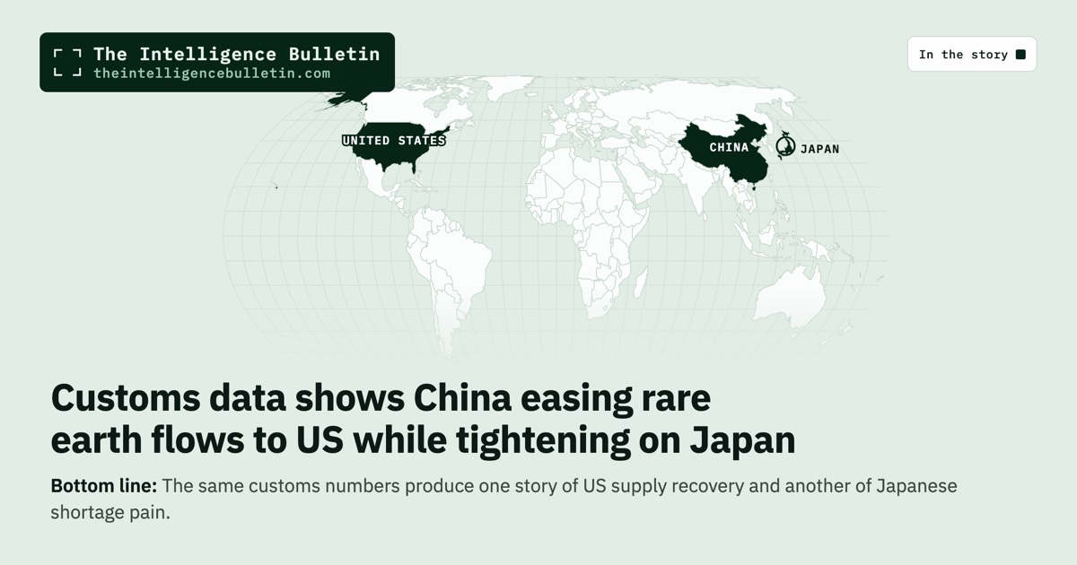 Map of the countries in the story: Customs data shows China easing rare earth flows to US while tightening on Japan