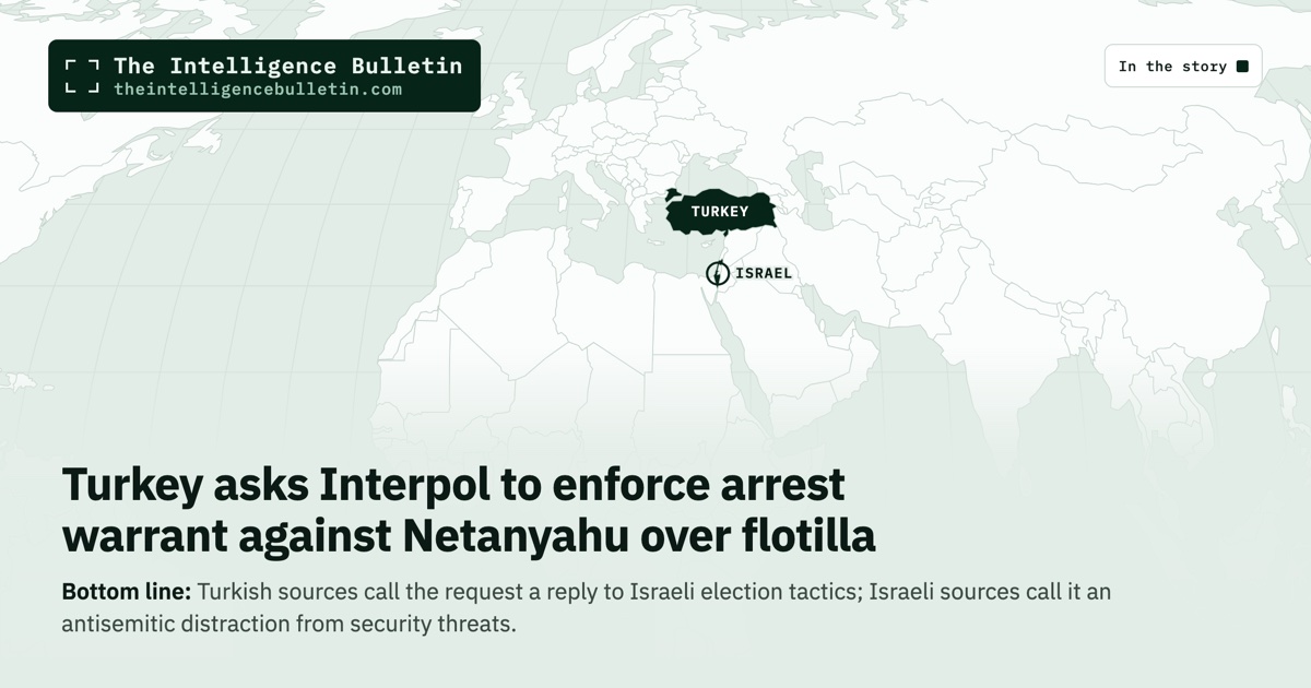Map of the countries in the story: Turkey asks Interpol to enforce arrest warrant against Netanyahu over flotilla
