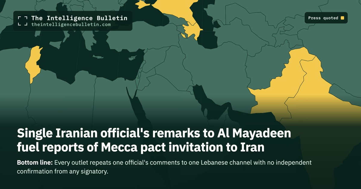 Map of the countries whose press we quoted for: Single Iranian official's remarks to Al Mayadeen fuel reports of Mecca pact invitation to Iran