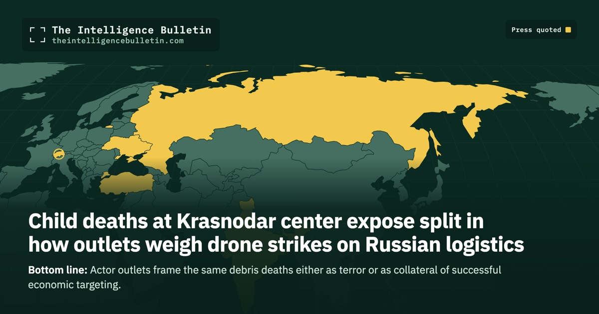 Map of the countries whose press we quoted for: Child deaths at Krasnodar center expose split in how outlets weigh drone strikes on Russian logistics