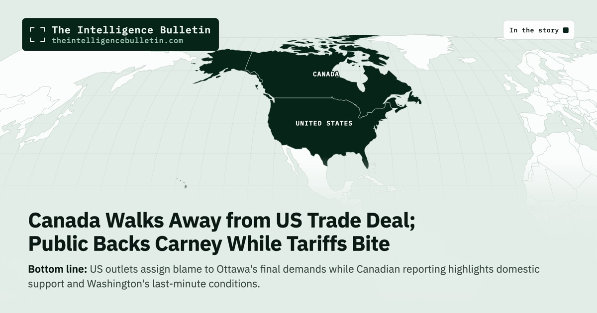 Map of the countries in the story: Canada Walks Away from US Trade Deal; Public Backs Carney While Tariffs Bite
